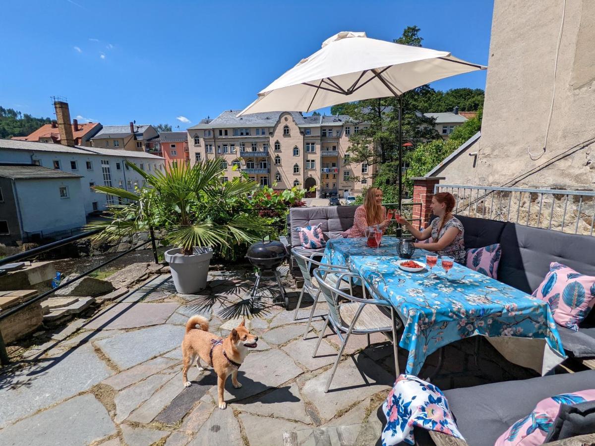 Urlaubstraum Mit Pool, Terrasse & Fluss Im Garten - Ut Appartamento Sebnitz Esterno foto